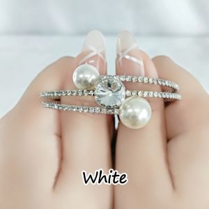 [New Arrivals] SO SEOUL Quinn Pearl Classic Swarovski® Crystal Spiral Adjustable Open Bangle