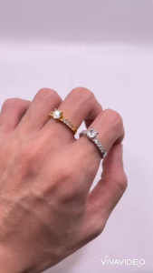 Nhẫn đính đá Nhẫn hột xoàn đá cao Titan không phai không rỉ sét màu 18k và bạch kim mã 11