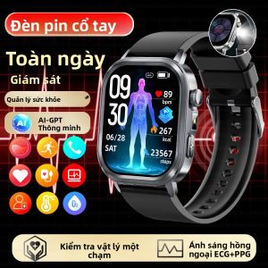 Đồng Hồ Thông Minh ECG+PPG Mới Năm 2025 Tích Hợp AI-GPT Theo Dõi Sức Khỏe Đo Axit Uric Huyết Áp Oxy Phân Tích Cơ Thể Có Đèn Pin Dành Cho Người Lớn