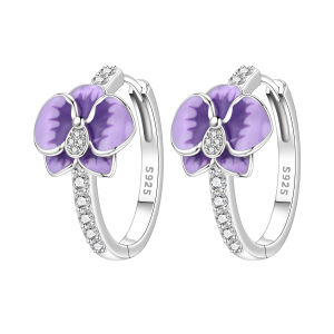 S925 Sterling Silver Earrings Blue Purple Flower Earrings Original Elegant Fashion Jewelry For Women Birthday Gift