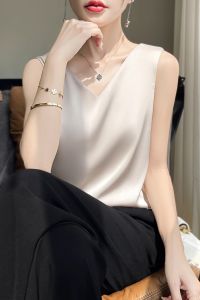 V.C.I | Two-way Wear V-neck Acetate Sleeveless T-shirt