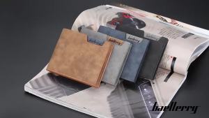 Ví Ngắn Nam Baellerry Kiểu Retro Mờ Nhiều Ngăn Đựng Thẻ Chất Liệu Da PU Thiết Kế Đơn Giản Phong Cách Thường Ngày Đa Chức Năng