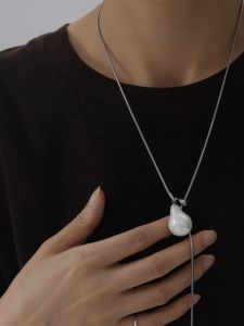 MUYANG | Muyang 2025 New Autumn Winter Long Pearl Mother Of Pearl Sweater Chain Necklace Original Design Luxury Feelings Accessories For Women