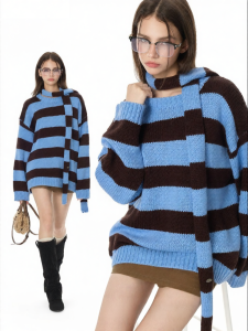 Turn Signal | Striped Loose Casual Sweater