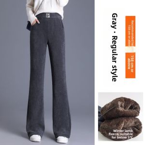 HUAXUNRAN | Warm Thickened Sheepskin Corduroy Pants Straight Leg