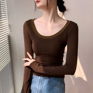 GEBEISHANG | Round Neck Long Sleeve T-shirt Fashionable Color Block Modal Underwear 2025 Autumn New Arrival