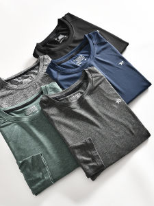 เสื้อยืดคอกลมแขนยาวสำหรับผู้ชาย แห้งเร็ว ระบายอากาศได้ดี ทรงหลวม สวมใส่สบาย สำหรับฤดูใบไม้ผลิและฤดูร้อน