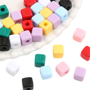25Pcs 10mm Plastic Acrylic Solid Colorful Square Cube Beads for Necklace Bracelet Keychain DIY Jewelry Craft Making