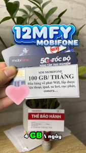 Sim 5G Mobifone Trọn Gói 1 Năm 12MFY Miễn Phí Vào Mạng Tốc Độ Cao Ưu Đãi 100GB 1 Tháng Dùng Mạng Thả Ga - Lắp Cho Mọi Thiết Bị . FREESHIP - CHƯA KÍCH HOẠT.