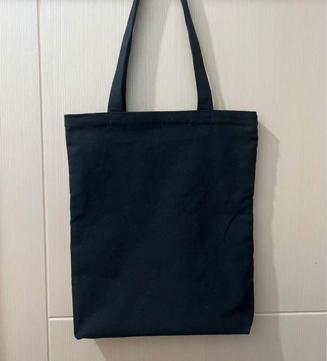 Black canvas tote bag with zipper online