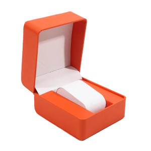 Black Single Watch Gift Box with Pillow PU Leather Wristwatch Display Case Organizer for Men Clamshell PU Leather Watch Cover