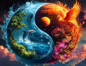 500/1000pcs Chinese Yin-Yang Themed Puzzle for Adults - Square Pieces Challenging 5D/4D Puzzle Book for Adults & Family