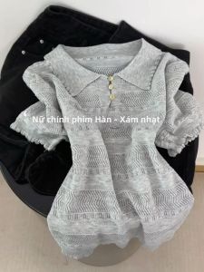 DUOFEIYAN | Hollow Lace Collar Ice Silk Short Sleeve Polo Shirt