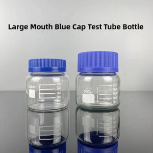 1000ml Wide Mouth Transparent Glass Reagent Bottle with Blue Cap GL80 Threaded Chemical Experiment Sampling Sealed Storage Jar