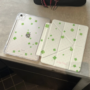 Four Leaf Clover Polka Dots For iPad Case iPad Air 4 5 6 Pro 11 12.9 13 M4 10.9 10.2 Mini 7 6 Y Folded Edge Case with Pen Holder