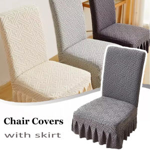 Chair Covers with Skirt Anti Fouling Dining Chair Cover Slipcovers Universal Chair Cushion Removable Home Decor