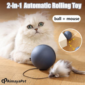 AIMAYAPET Interactive Cat Toy Ball With Tracking Mouse Automatic Rolling Teaser for All Breeds Battery-Powered