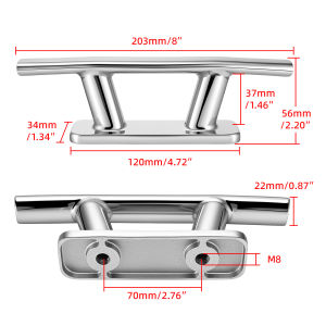 RYSJM | 2pcs Base Boat Cleats 6 Inch/8 Inch/10 Inch Boat Deck Rope Mooring Dock Cleat 316 Stainless Steel