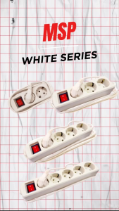 MYVO Stop Kontak 3 Lubang 5 Meter MSP-N33 Putih Asli Kuningan