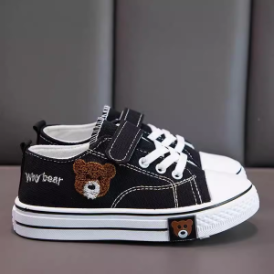 Seasonless Breathable Childrens Canvas Shoes with Magic Tape Casual Sports Low Top Shoes for Boys And Girls in Jinjiang