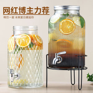Large Capacity Cold Water Pot Buffet with Faucet Beverage Barrel Internet Celebrity Coke Barrel Glass Wine Barrel Restaurant Beer Barrel