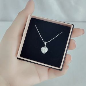 SO SEOUL Amora Love Heart Sparkling Diamond Simulant Cubic Zirconia Pendant Chain Necklace