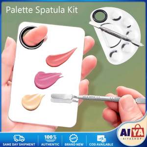 Makeup Mixing Palette Upgrade: Stainless Steel Metal Mixing Tray with Spatula Artist Tool for Mixing Foundation Color Palette Set