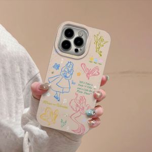 For iPhone 14 Pro max Disney Line Princess ins Trendy shell 13 12 11 15 8plus 7plus iPhone Case XR X Xs Max 11pro
