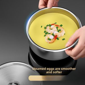 Food Grade 304 Stainless Steel Egg Pudding Bowl Small Home Use Rice Box Covered Steaming Dish Kitchen Cooking Utensil