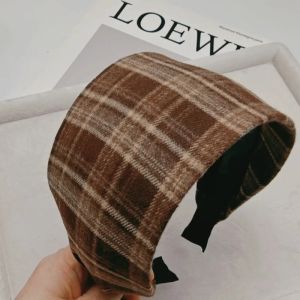 7.5 Wide-brimmed Plaid Headband  Winter Short Plush  Hairband  Makeup  Covering White Hair Headbands for Women Diadema Mujer