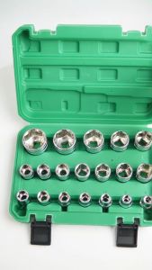 Mata Shock 1/2 Inch 6PT 19 Pcs Ukuran 8-32MM Tools Mata Kunci Socket Bahan Baja CRV Set Box - 6768