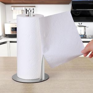Paper Towel Holder Countertop Kitchen Paper Towel Holder Stand Stainless Steel Paper Roll Dispenser Organizer With Weighted Base