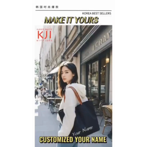 KJI womens Large Korean Canvas cotton Shopping bag – Minimalist Fashionable and Perfect for Students or Everyday Commuting"