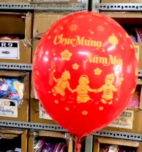 [HCM]Bóng chúc mừng năm mới tết Happy New Year in 2 mặt 60cm