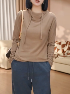 QINGNAER | Spring New Solid Color Minimalist Petite Slim Elegant Sweatshirt