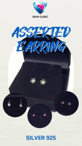 ASSORTED EARRINGS ต่างหูเงิน 925 ประดับพลอยคละสี ขนาด 2.75-7.50 MM. และคละขนาดอื่นๆ ขายเป็นคู่เท่านั้น