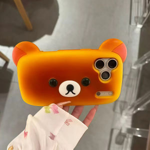 EOENKK | Cute Rilakkuma Bread Silicone Phone Case For iPhone 13 14 15 16 17 Pro Max 15 16 17 Pro Shockproof Cartoon INS Soft Phone Cover