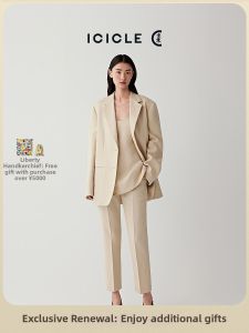 ICICLE | Two-layer Linen and Cotton Blend Womens Trousers 3/4 Length