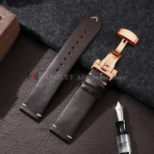 Dây Đeo Đồng Hồ Bằng Da Sáp Dầu Cổ Điển Vòng Đeo Tay Phổ Thông 18/19/20/21/22/24mm Khóa Bướm Khâu Tương Thích Với Đồng Hồ Thông Minh