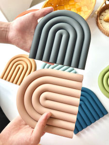 Rainbow Color Potholder Heat Insulation Anti-Scald Silicone Odorless Soft Morandi Creative Nordic High Temperature Resistant Coaster Placemat
