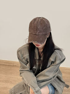 หมวกเบสบอลทรงปากเป็ดแบบขาดๆ สไตล์วัยรุ่น หมวกฤดูใบไม้ผลิและฤดูร้อนสำหรับผู้หญิง หมวกฤดูใบไม้ร่วงและฤดูหนาวแบบลำลอง