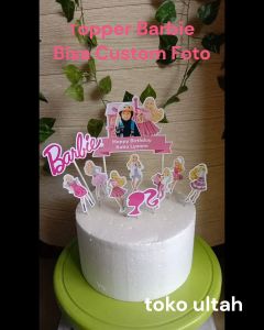 Topper Barbie Custom Foto untuk Hiasan Kue Ulang Tahun / Ultah Anak Karakter (Toper Cake)