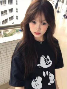 American Fun Fashion Brand Cartoon Print Pure Cotton Short Sleeve T-Shirt Female Summer Vibe Niche Style Sweet Cool Style Couples Tops