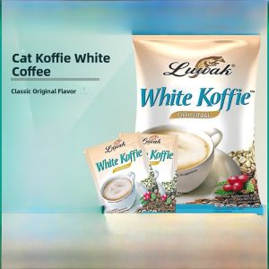 Original Indonesian Bali Cat Poop White Coffee Instant Original Flavor Three-in-One Luohua Coffee Powder 200g Bagged
