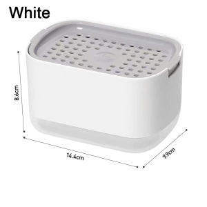 Soap Dispenser Box Press Dispenser Scrubbing Liquid Container Kitchen Bathroom Automatic Detergent Foam Box with Sponge Holder