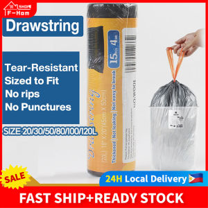 Fortune Home 10pcs/Roll Drawstring Garbage Bag Thickened Automatic Closing Kitchen Garbage Bag Trash Bag Degradable Wastebasket Liner Bag