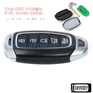 5 Nút Điều Khiển Từ Xa Thông Minh Chìa Khóa Xe Ô Tô Fob 433 MHz ID47 Chip Cho Xe Hyundai Palisade 2019-2021 Tương Thích Với 95440-S8010 95440-S8400