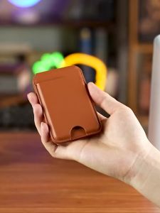 Magnetic Magsafe Card Wallet With Foldable Kickstand 3 Card Slots Portable Leather Phone Stand For All iPhone Models 