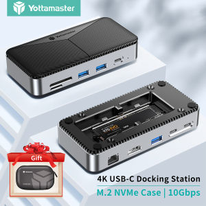 Yottamaster USB C Docking Station 4K 60Hz HDMI with 10Gbps M.2 SSD Enclosure NVMe SATA Multifunctional Type-C HUB PD 100W USB 3.2 Gen2 RJ45 Ethernet SD/TF Card Reader USB-C Adapter Splitter for MacBook Air Pro Laptops Accessories