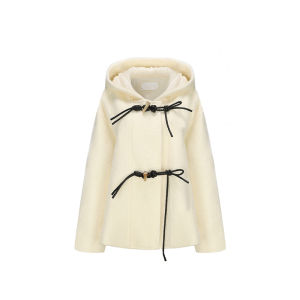 Designer Long Tweed Coat Dull Blue White